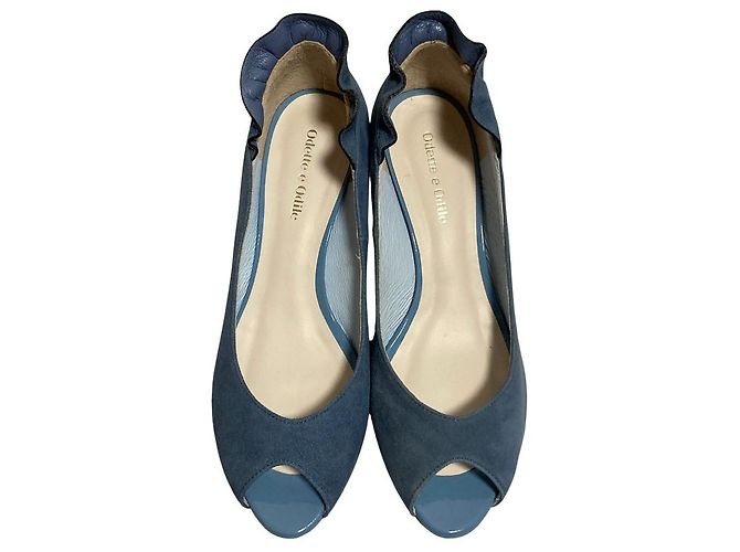 Autre Marque Décolleté aperte Odette e Odile in camoscio Blu - vista 3