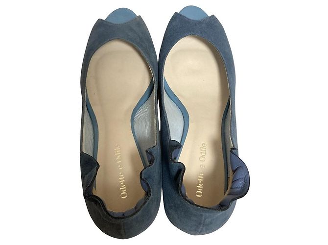 Autre Marque Décolleté aperte Odette e Odile in camoscio Blu - vista 4
