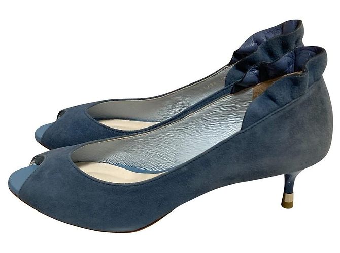 Autre Marque Décolleté aperte Odette e Odile in camoscio Blu - vista 6