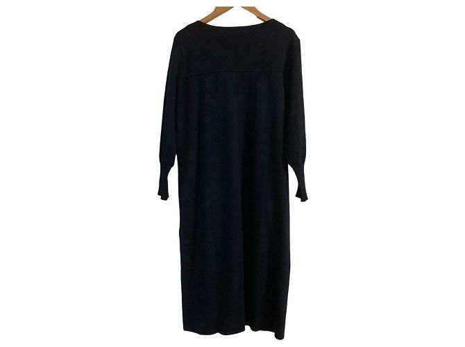 Autre Marque 23ku Strickkleid aus Wolle Blau Marineblau - Ansicht 2