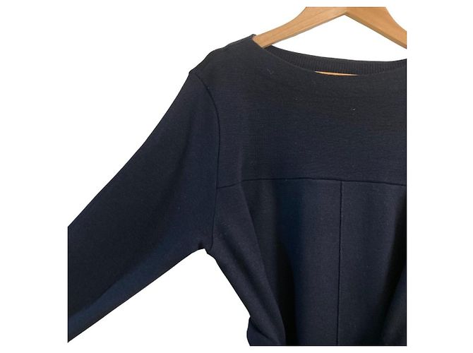 Autre Marque 23ku Strickkleid aus Wolle Blau Marineblau - Ansicht 3