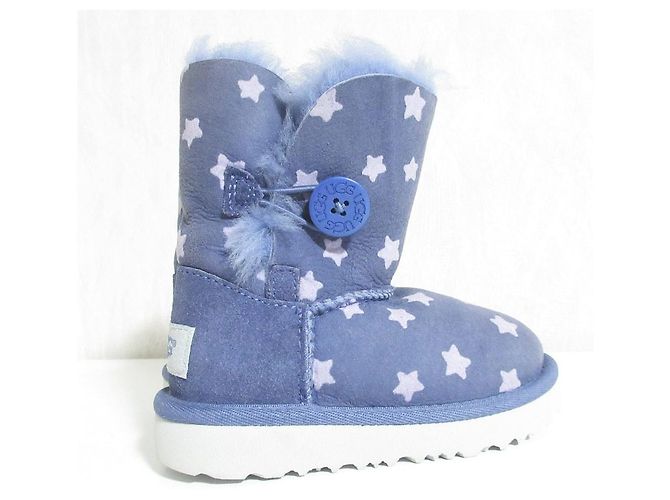 Autre Marque UGG Bailey Button Star Lammfellstiefel für Kinder Blau Marineblau - Ansicht 3