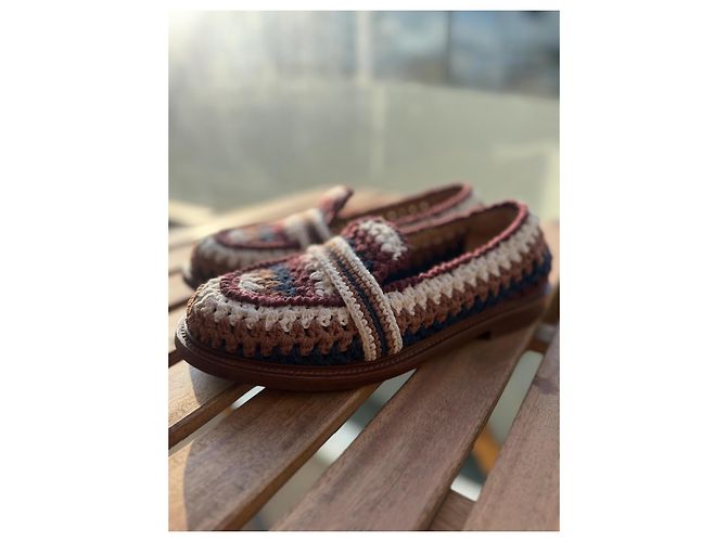 Chloé Mocassini in crochet multicolore Chloe Marrone Bianco Bordò Blu scuro - vista 10