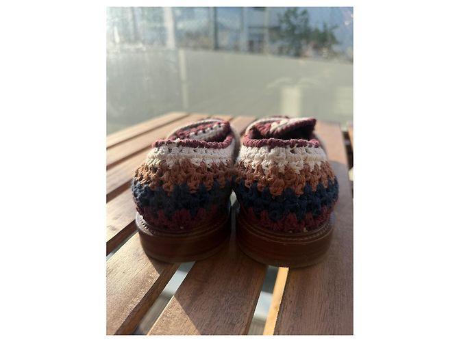 Chloé Mocassini in crochet multicolore Chloe Marrone Bianco Bordò Blu scuro - vista 11