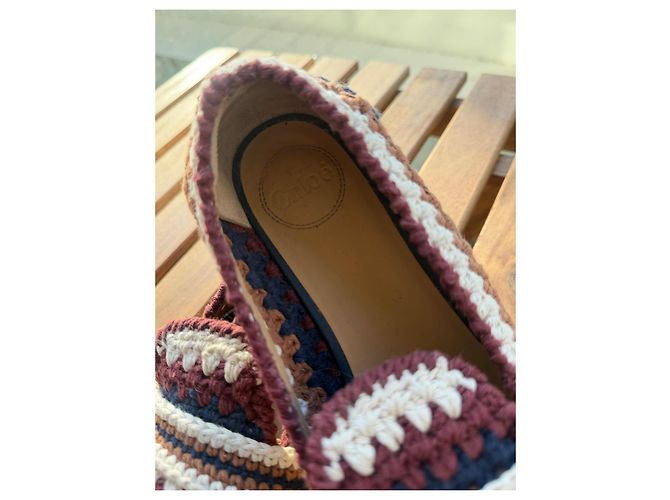 Chloé Mocassini in crochet multicolore Chloe Marrone Bianco Bordò Blu scuro - vista 4