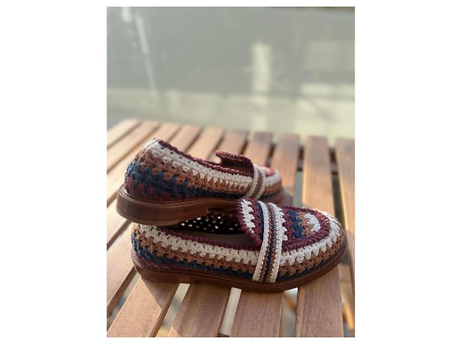Chloé Mocassini in crochet multicolore Chloe Marrone Bianco Bordò Blu scuro - vista 5