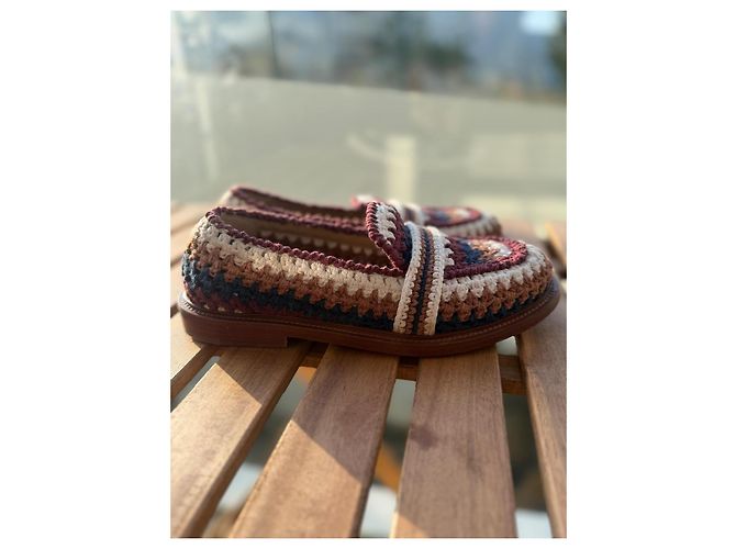 Chloé Mocassini in crochet multicolore Chloe Marrone Bianco Bordò Blu scuro - vista 8
