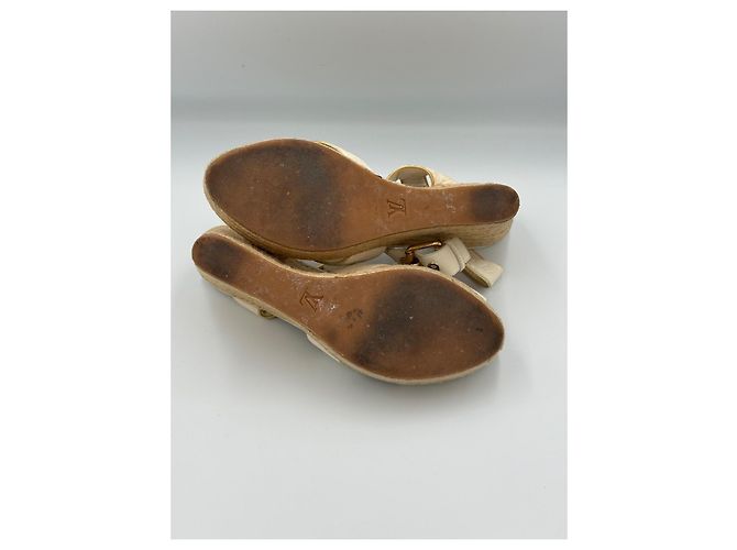Sandali wedge espadrilles in pelle Monogram Empreinte Louis Vuitton Ivory Donna EU 40 con dust bag Bianco Beige - vista 10