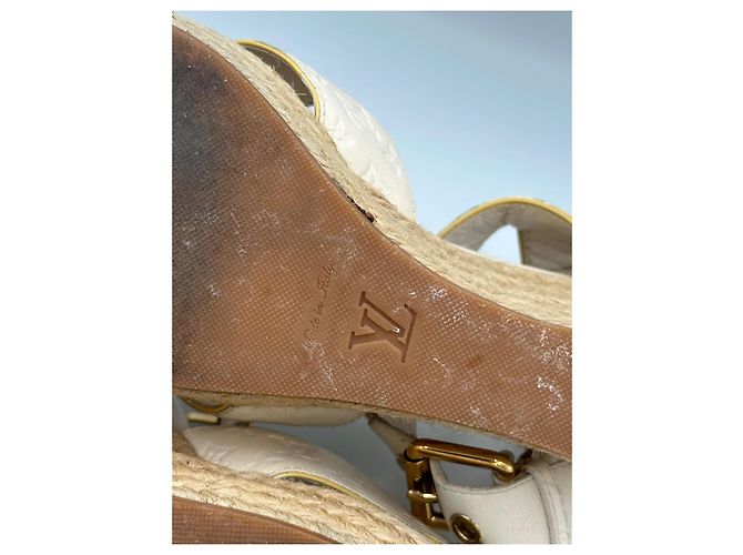Sandali wedge espadrilles in pelle Monogram Empreinte Louis Vuitton Ivory Donna EU 40 con dust bag Bianco Beige - vista 11