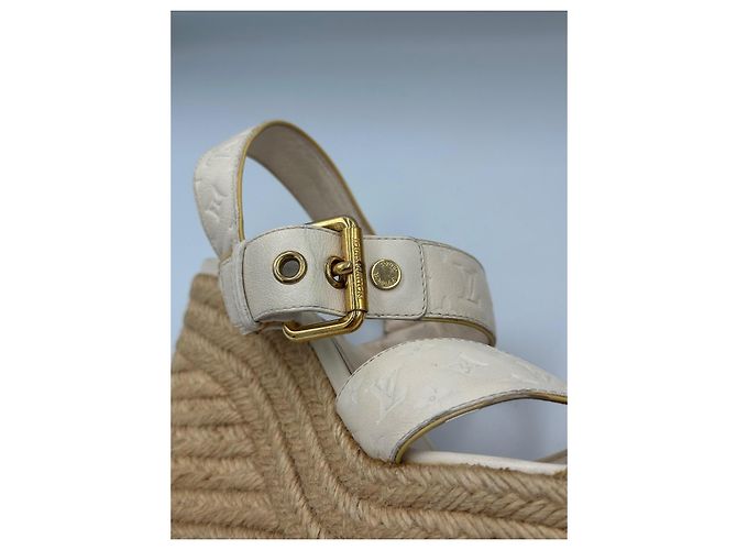 Sandali wedge espadrilles in pelle Monogram Empreinte Louis Vuitton Ivory Donna EU 40 con dust bag Bianco Beige - vista 12