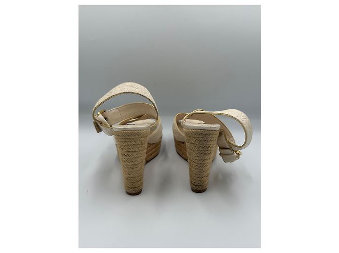Sandali wedge espadrilles in pelle Monogram Empreinte Louis Vuitton Ivory Donna EU 40 con dust bag Bianco Beige - vista 7