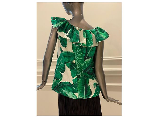 Top Dolce & Gabbana de lentejuelas con estampado tropical de piña Blanco Verde - vista 3