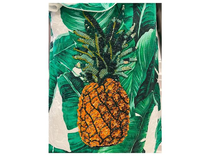 Top Dolce & Gabbana de lentejuelas con estampado tropical de piña Blanco Verde - vista 4