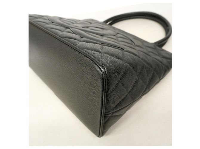 Borsa Tote Chanel in pelle di vitello grana nera Nero - vista 6