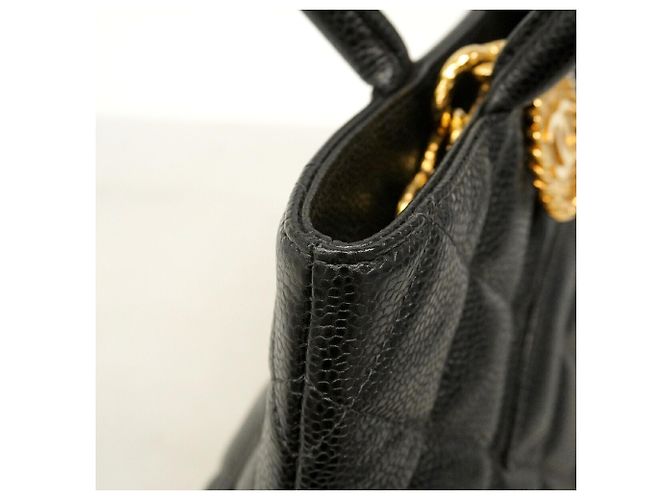 Borsa Tote Chanel in pelle di vitello grana nera Nero - vista 7