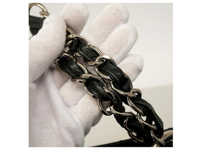 Borsa Tote Chanel in pelle di vitello martellata nera Nero - vista 7