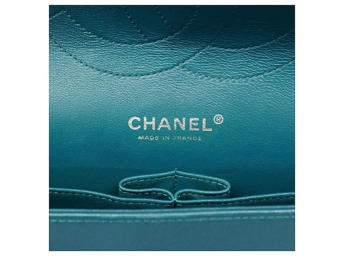 Borsa a tracolla Chanel in pelle d'agnello blu - vista 5
