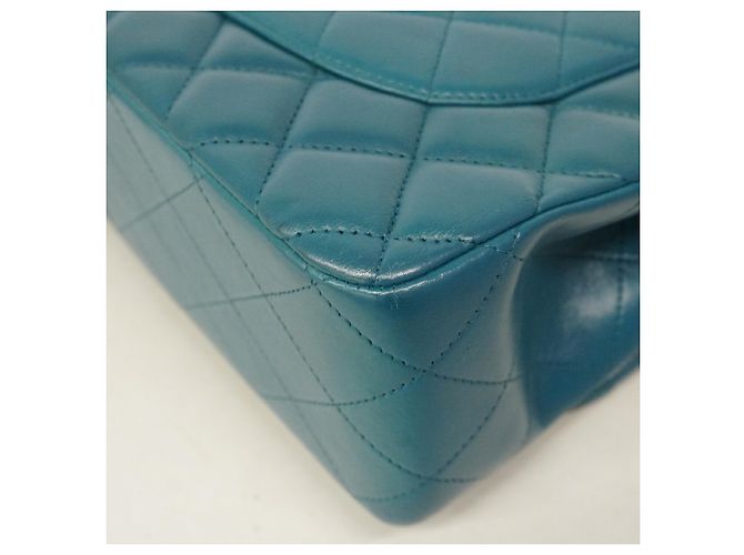 Borsa a tracolla Chanel in pelle d'agnello blu - vista 7