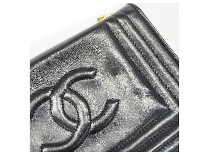 Borsa a tracolla Chanel in pelle d'agnello nera Nero - vista 9