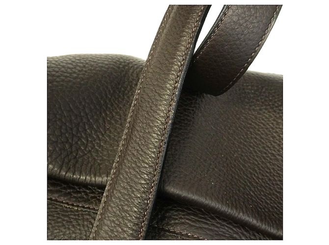 Hermès Borsa Tote Hermes in pelle Taurillon Clemence marrone - vista 12