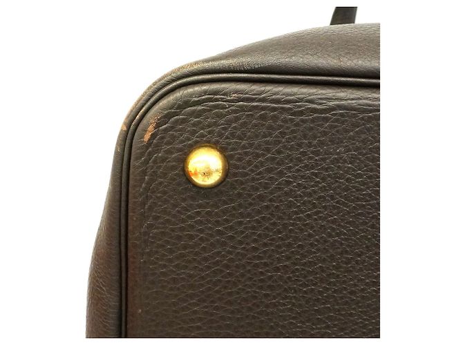 Hermès Borsa Tote Hermes in pelle Taurillon Clemence marrone - vista 14