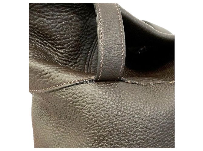Hermès Borsa Tote Hermes in pelle Taurillon Clemence marrone - vista 8
