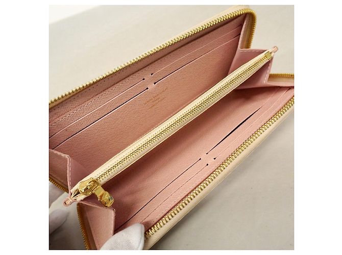 Louis Vuitton Damier Azur Portefeuille Clemence Long Wallet Bianco - vista 3