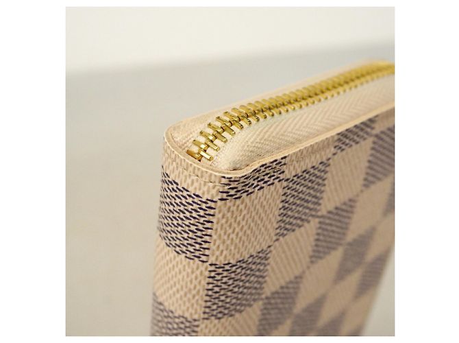 Louis Vuitton Damier Azur Portefeuille Clemence Long Wallet Bianco - vista 5