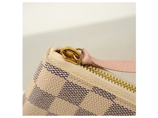 Louis Vuitton Damier Azur Portefeuille Clemence Long Wallet Bianco - vista 7
