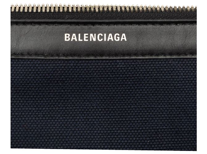 Balenciaga Blue Canvas Navy Cabas Pouch Blu navy - vista 5