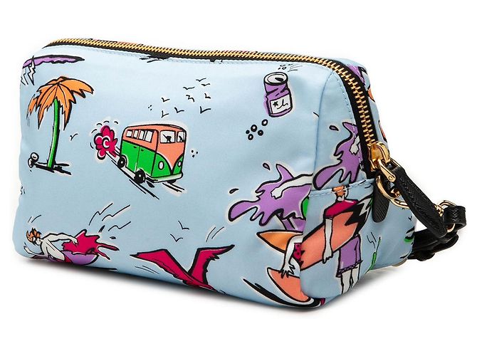 Beauty case Prada in Tessuto Stampato blu Blu chiaro - vista 2