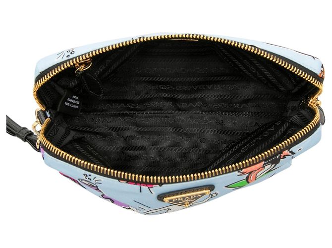 Beauty case Prada in Tessuto Stampato blu Blu chiaro - vista 4