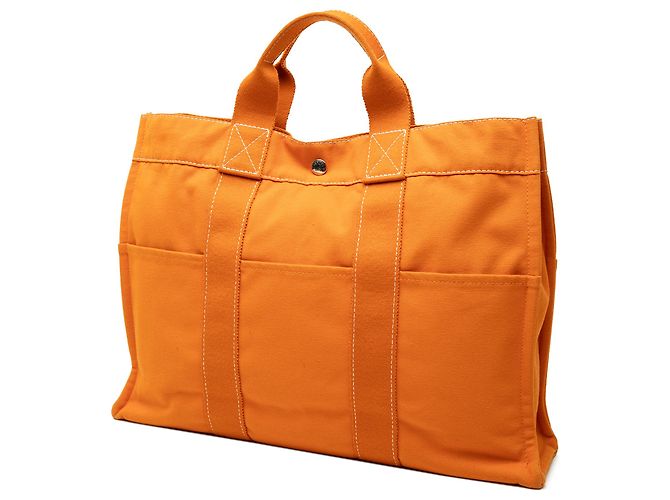 Hermès Orange Canvas Fourre Tout MM Arancione - vista 2