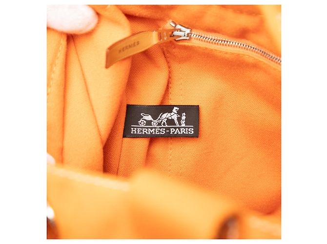 Hermès Orange Canvas Fourre Tout MM Arancione - vista 5