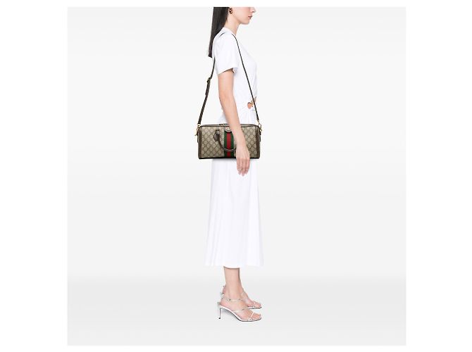 Borsa Gucci Beige Medium GG Supreme Ophidia Top Handle - vista 6