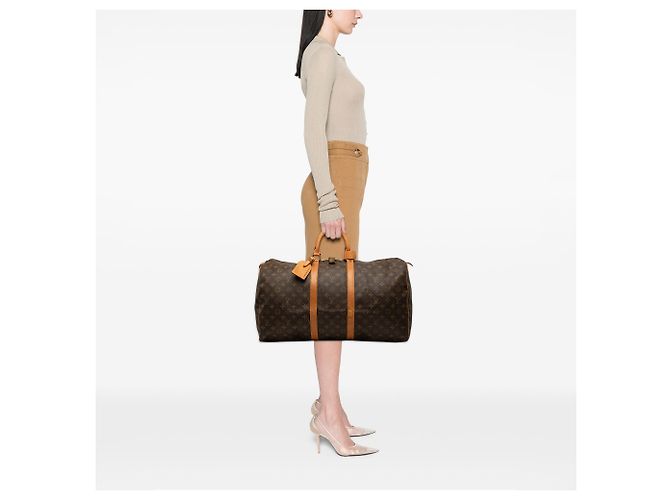 Louis Vuitton Brown Monogram Keepall 55 Marrone - vista 10