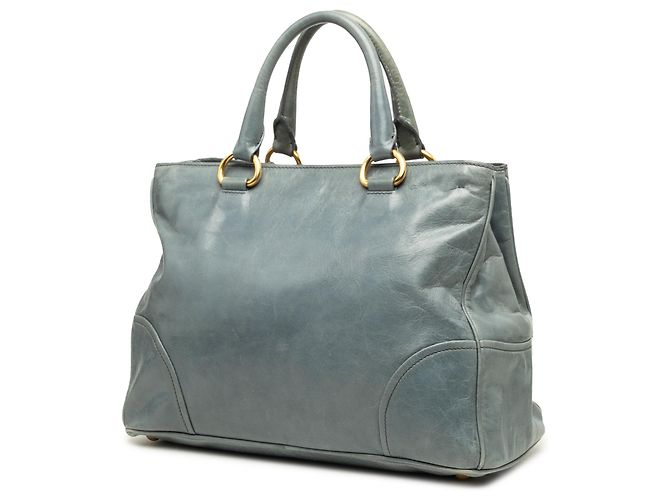Borsa Satchel Prada Blue Vitello Shine Blu chiaro - vista 2