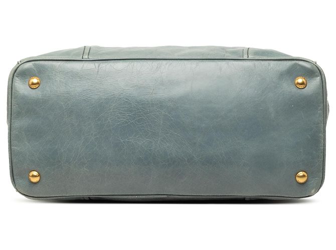 Borsa Satchel Prada Blue Vitello Shine Blu chiaro - vista 3