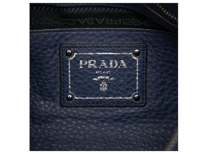 Prada Blue Vitello Daino Crossbody Blu navy - vista 5