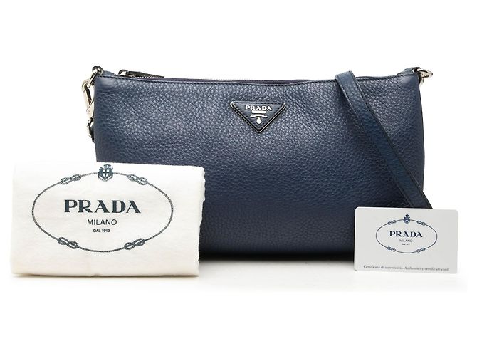 Prada Blue Vitello Daino Crossbody Blu navy - vista 7