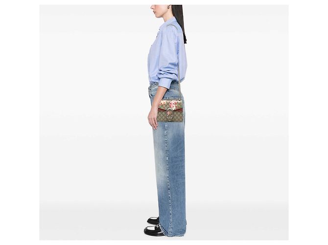 Gucci Beige Small GG Supreme Blooms Dionysus Crossbody - view 6