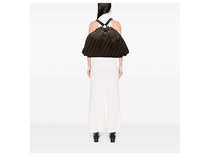 Fendi Rucksack mit Kordzug aus braunem Zucca Canvas - Ansicht 8