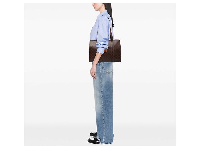 Céline Celine Brown Macadam Coated Canvas Tote Braun Dunkelbraun - Ansicht 7