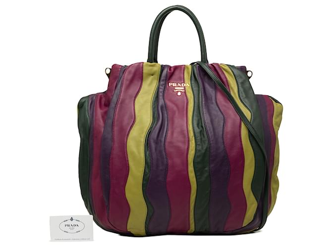 Borsa Satchel Prada Multi Multicolor Nappa Waves Multicolore - vista 7