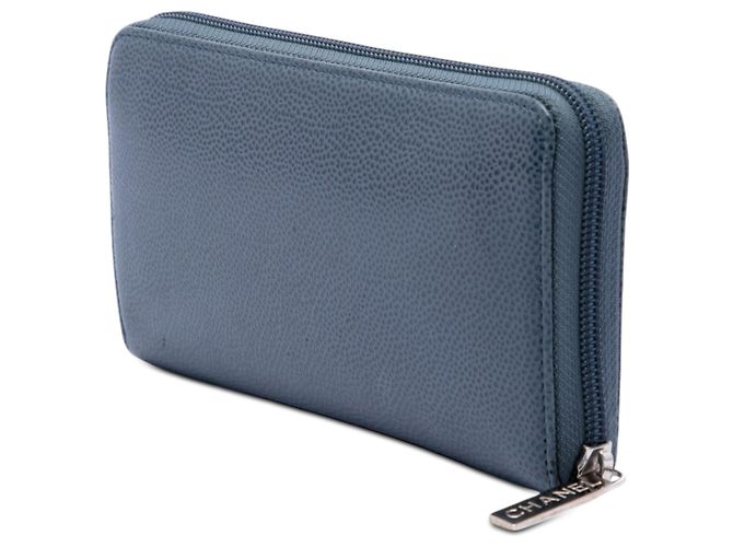 Cartera larga con cremallera Chanel Blue CC Caviar Azul - vista 2