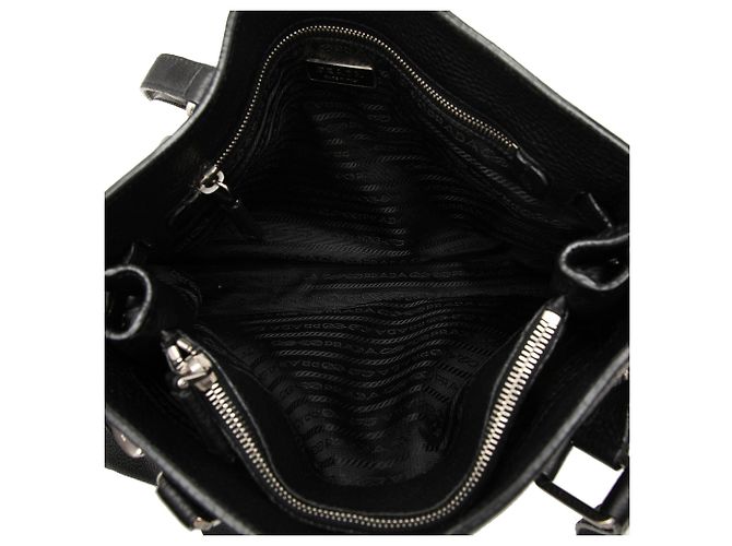 Prada Black Vitello Daino Buckle Tote - view 4