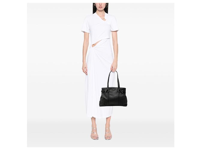 Prada Black Vitello Daino Buckle Tote - view 6