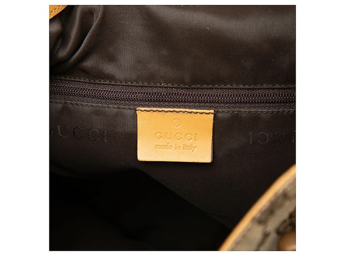 Bamboo Borsa Satchel Gucci in tela GG beige con manico in bambù e Web - vista 5