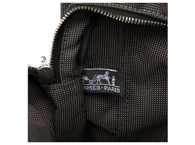 Hermès Gray Canvas Herline MM Marrone Grigio antracite - vista 5