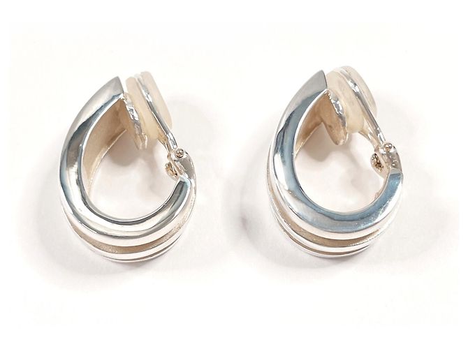 Tiffany & Co Orecchini a clip Tiffany Grooved Double Line Argento - vista 4
